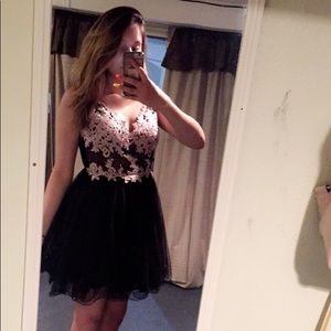 Black formal dress with pink details